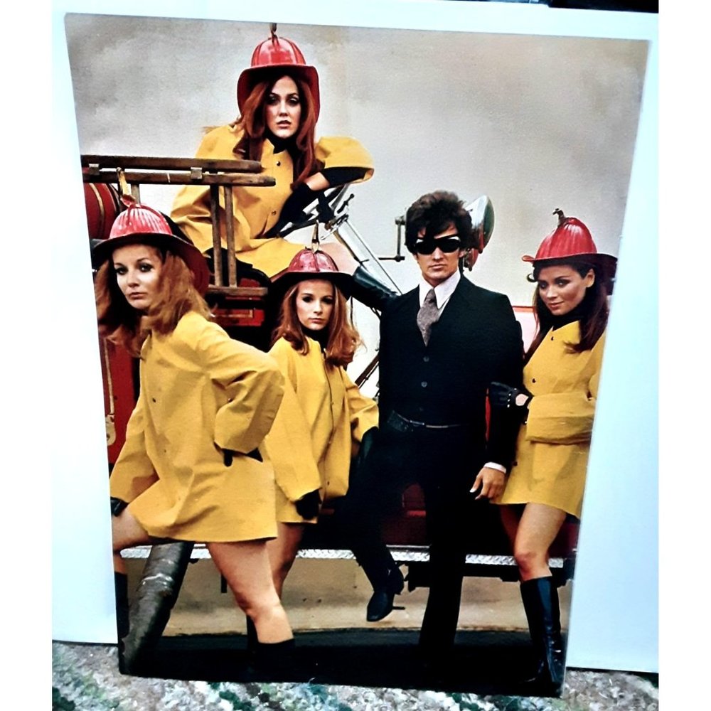 Vintage 1968 Playboy Man With Women Firefighters Photo